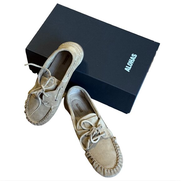 ALOHAS Rowan Suede Beige Leather Loafers $190 NEW Sz 37 6.5 - Picture 6 of 6
